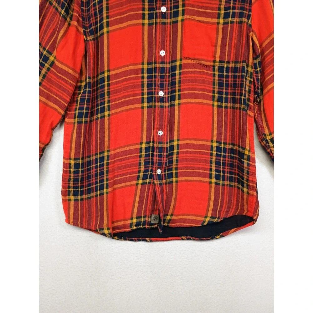 Lumberjack Banana Republic Mens S Red Plaid Untucked Slim Fit Cotton Button Down